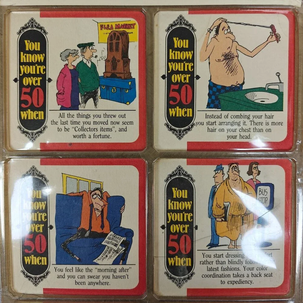 You're Over 50 When... Birthday Coasters Set Of 8 Vintage Humor Birthday Gift